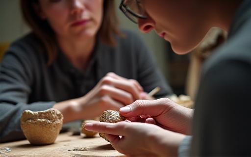 Artisan demonstrating craft to a small audience
